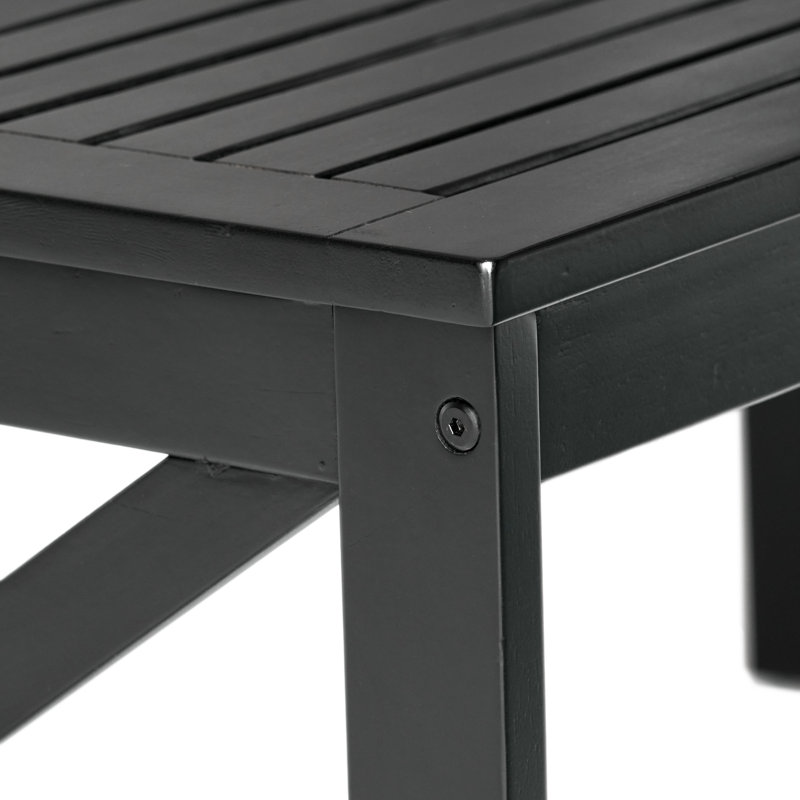 Black Acacia Wood Outdoor Rectangle Coffee Table