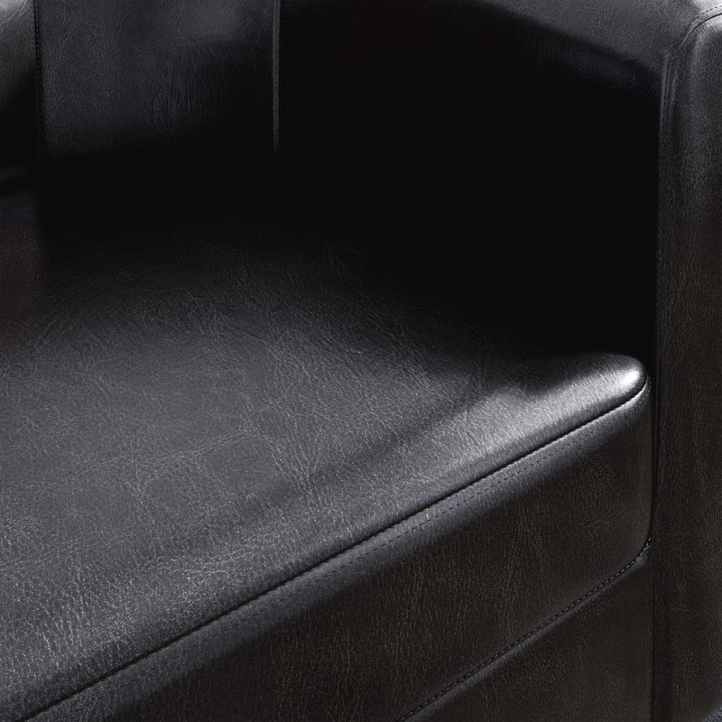 Fauteuil demi-tonneau de 26,77 po Munson, Similicuir noir
