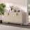 Console moderne, finition travertin, 47,2 po x 29,0 po x 11,6 po | 100% panneau de particules enduit de mélamine, épaisseur: 0,7 pouce | Conception géométrique élégante, parfaite pour les vestibules et les salons, durable et élégante