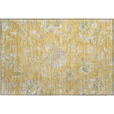 Premium Machine Washable Prisco Gold Rug