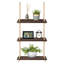 3 Tiers Rustic Wooden Floating Shelf Wall Hanging Rope Shelf Mounted Storage Unit
