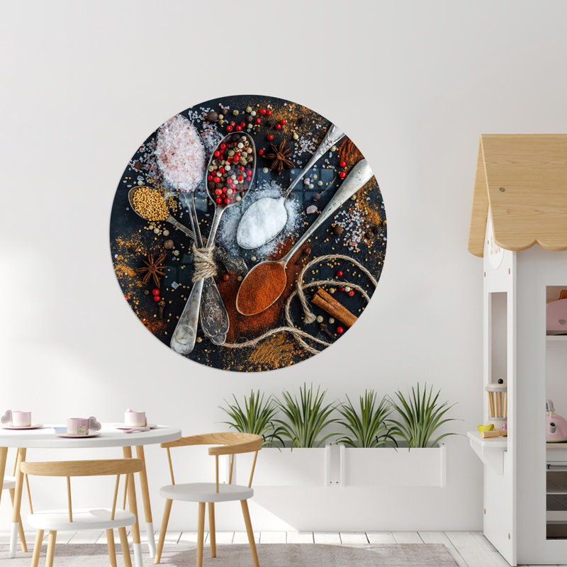 Art personnalisé en verre trempé moderne comme cadeau de Saint-Valentin idéal pour lui ou décoration murale de cuisine tendance sur le thème des épices
