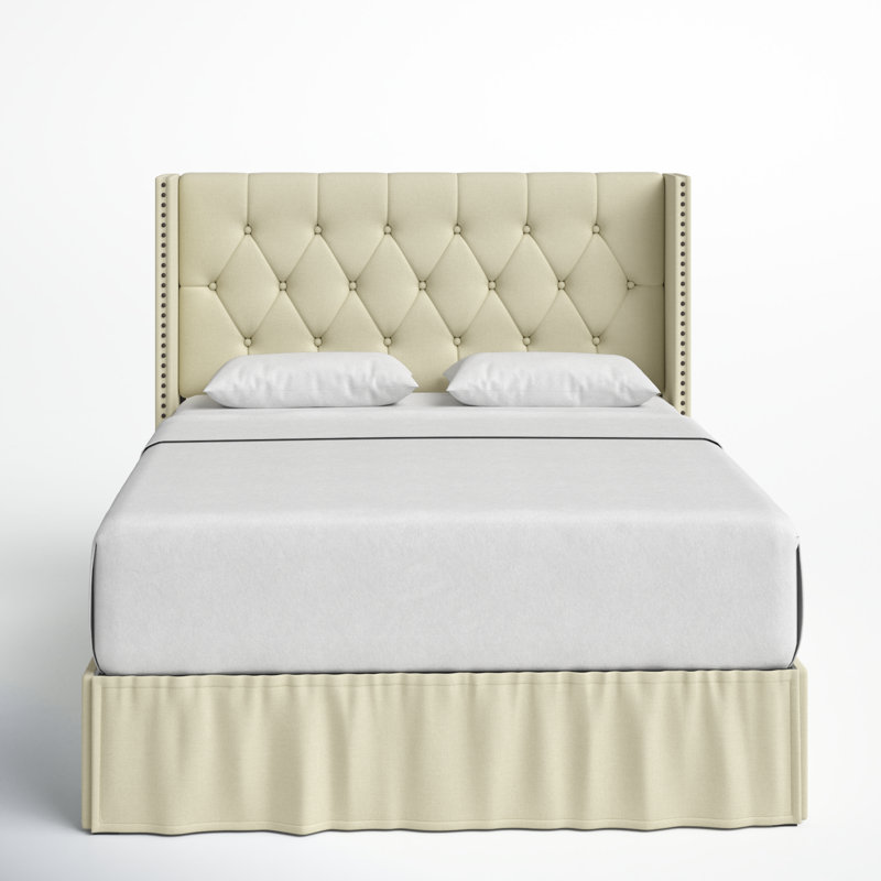 Javionte Upholstered Wingback Storage Bed, Beige, Queen
