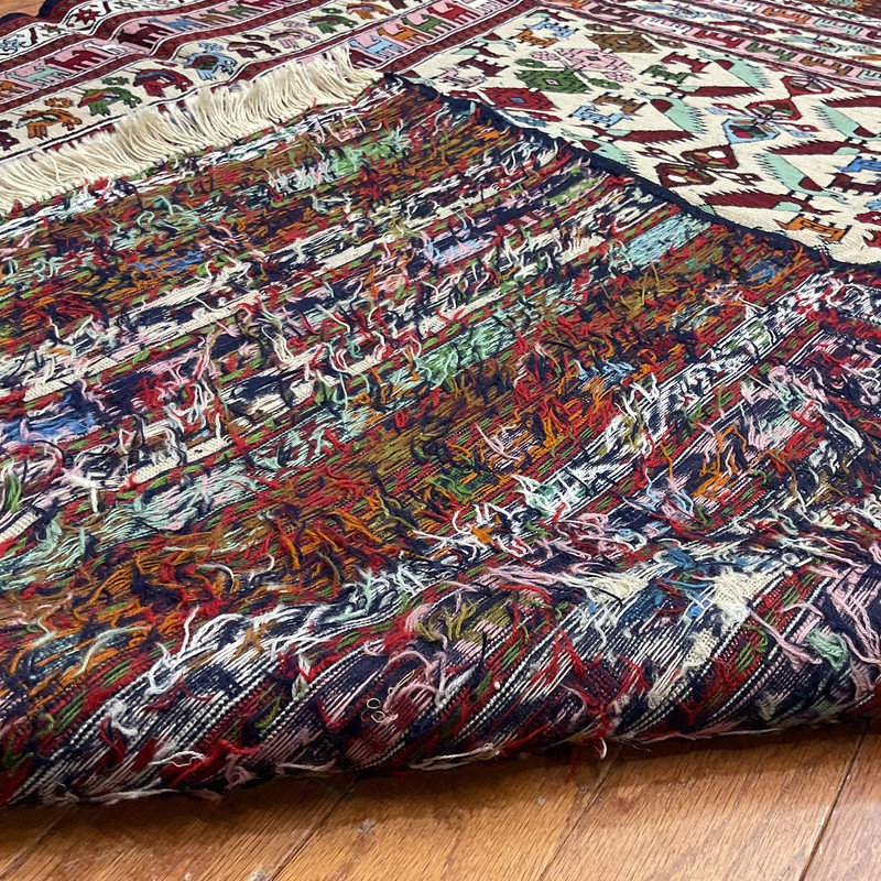 Tapis ivoire / rouge en laine 4 pi 2 po x 6 pi 7 po Southwestern