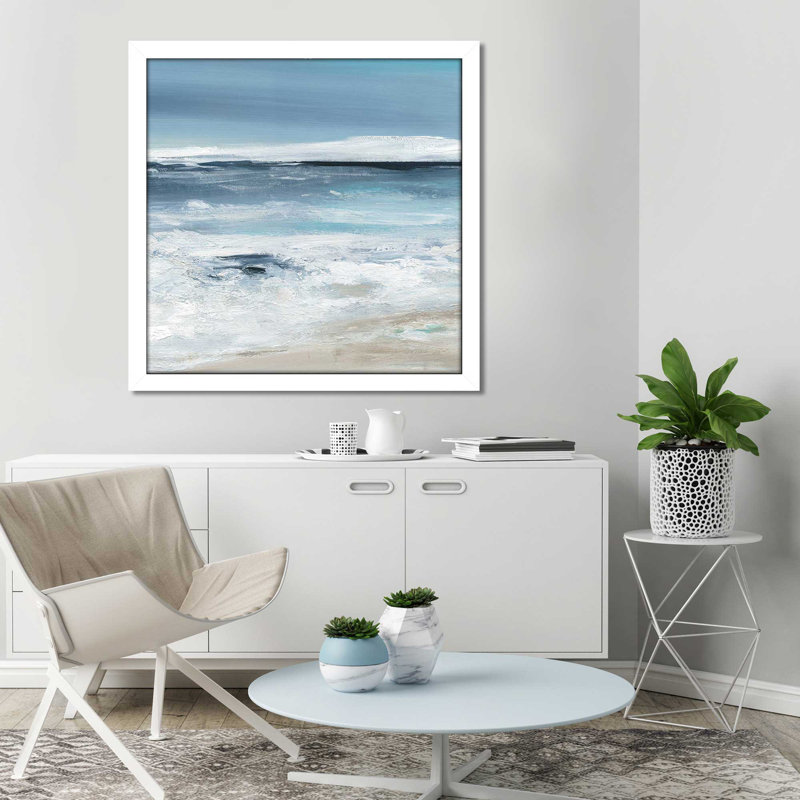Long Beach II par Carol Robinson - Peinture, Cadre blanc, H 25,5 po x l 25,5 po x P 1 po