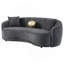 Luxe Dark Grey Upholstered Curved Sofa