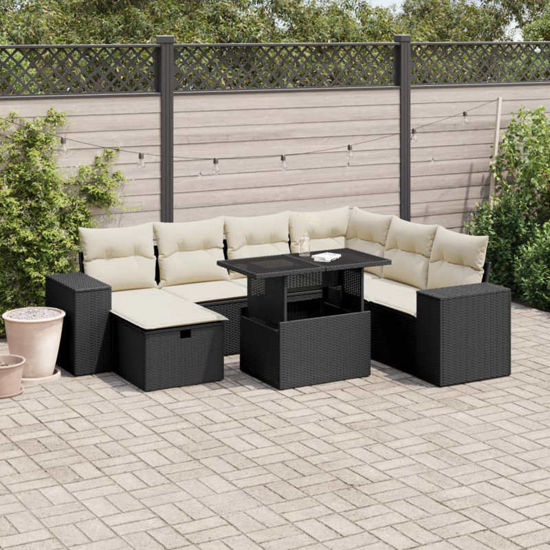 Ensemble de canapé de jardin Vidaxl noir, blanc crème