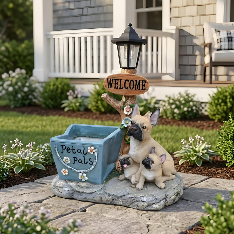 Statue de jardin de bouledogue français