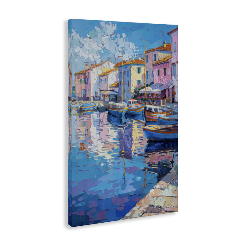 Toile abstraite à réflexion de port, design par LSR Design Studio, H 24 po x l 16 po
