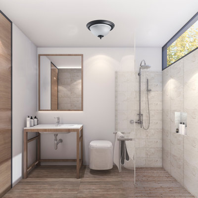 Leda Traditional IP44 Bathroom Ceiling Light With Stylish Glass Shade