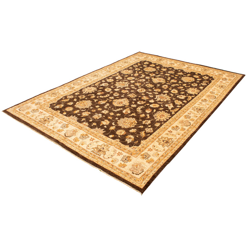 Tapis décoratif en laine de conception unique 9 pi 10 po x 14 pi 5 po noué à la main New Age Chobi