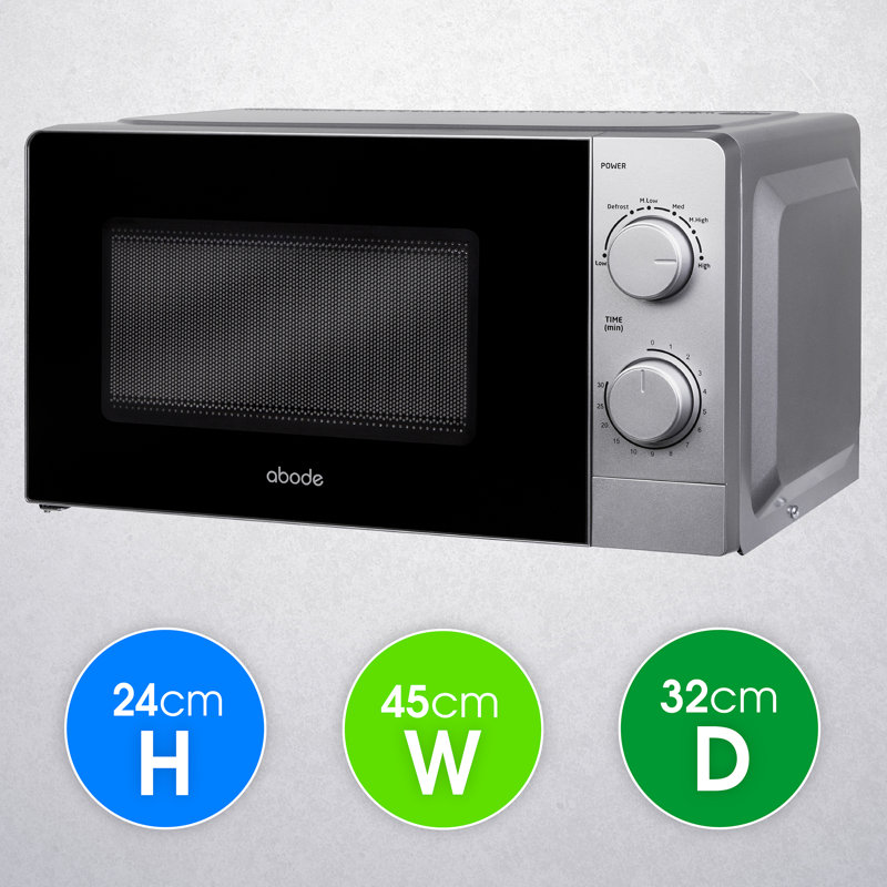 Abode AMM2005S, 20L Manual Microwave in Silver