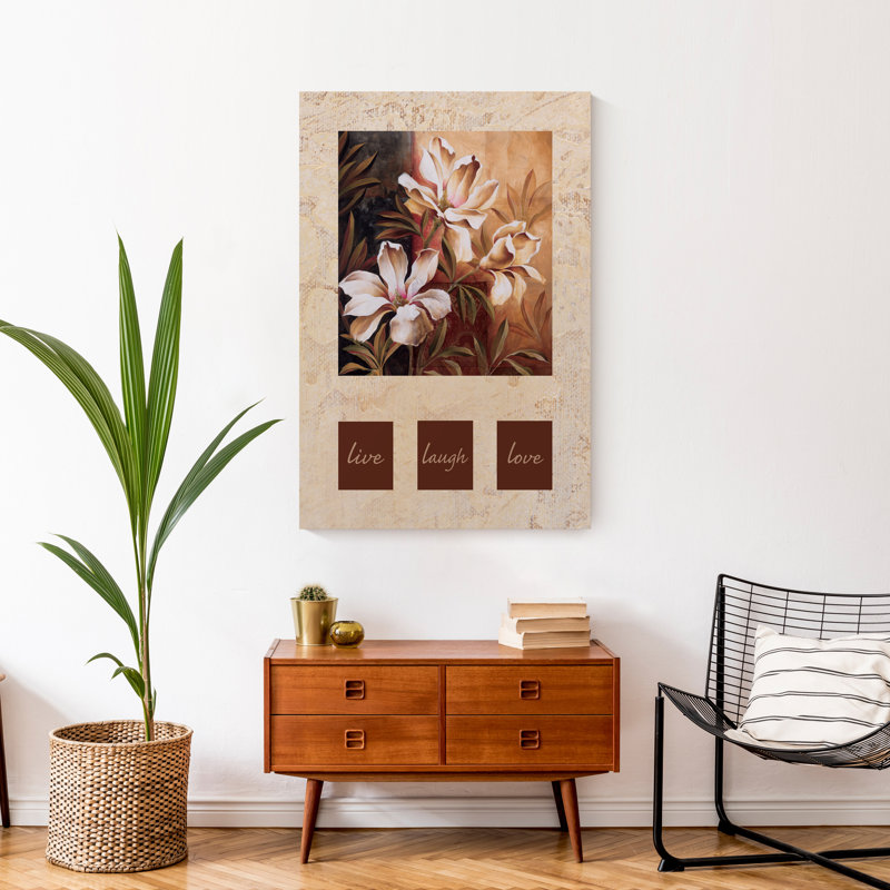«Magnolia Live Laugh Love» sur toile, H 36 po x l 24 po x P 1,25 po, Toile tendue
