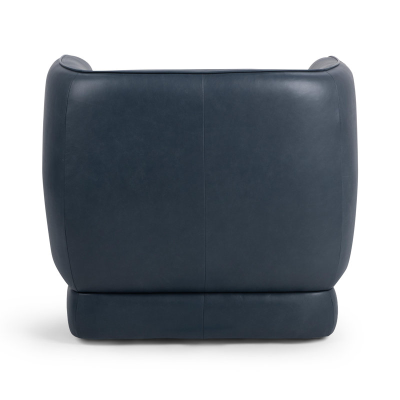Rinner Leather Swivel Club Chair, Mystic Navy Genuine Leather