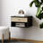 Jackson Rattan Floating Nightstand With Storage Drawer And Open Shelf, Black