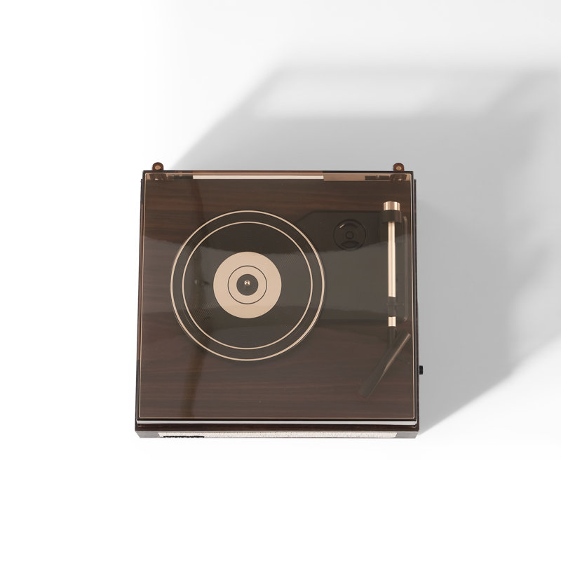 Portable 3 - Speed Turntable Decorative Record Player with Bluetooth, Walnut