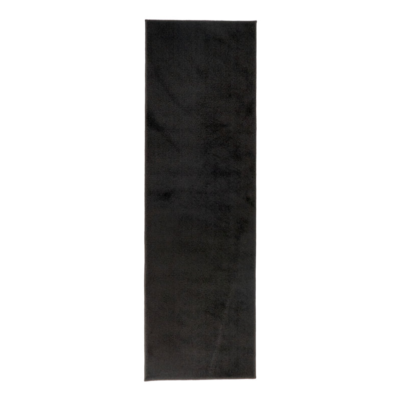Harrish Custom Size Solid Black Color Medium Pile Slip Resistant Runner Rugs by Feet, Runner 2'6" x 11'