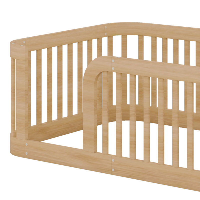 Structure de lit en bois avec clôture, Naturel