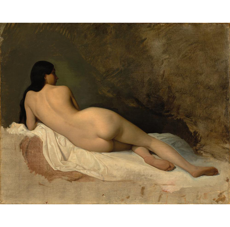 «Study of a Reclining Nude» par Isidore Pils - Art mural sur toile tendue avec châssis, H 18 po x l 14 po