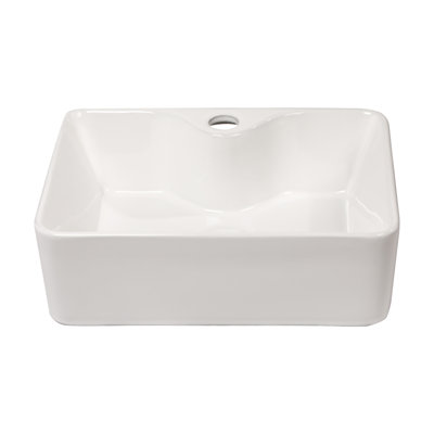 16"X12" White Ceramic Rectangular Vessel Bathroom Sink