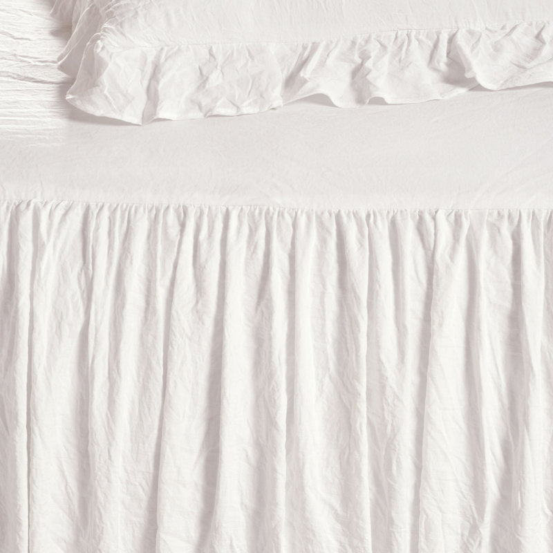 Reyna Microfiber Ruffle Skirt Bedspread Set, Full Bedspread + 2 Standard Shams, White