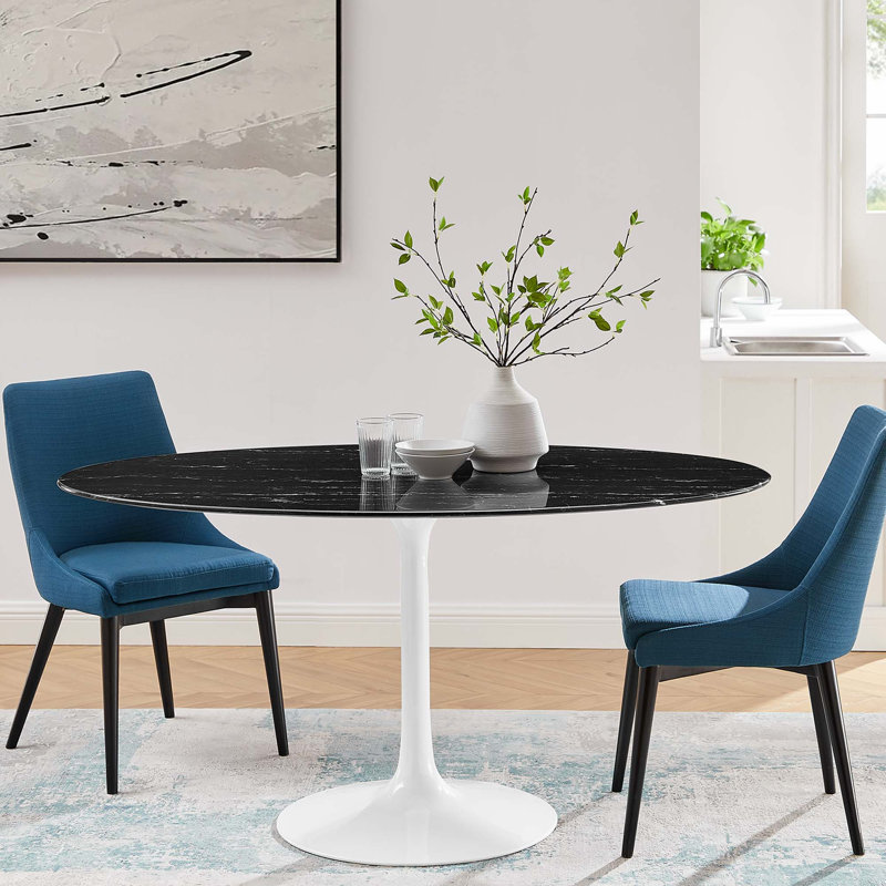 Table de bar Lippa, plateau rond en marbre artificiel, par Modway, L 60 po x l 60 po, Table standard (hauteur de 28,5 po)