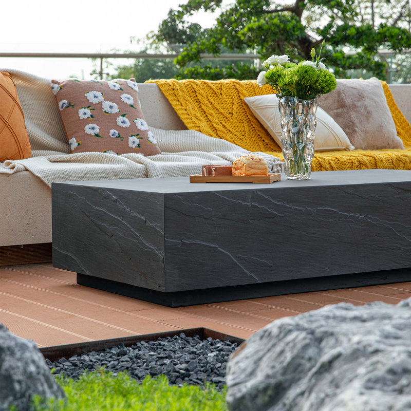 COLORADO Rectangular Concrete Coffee Table 152.4 x 76.2 x 35.6 cm, Black