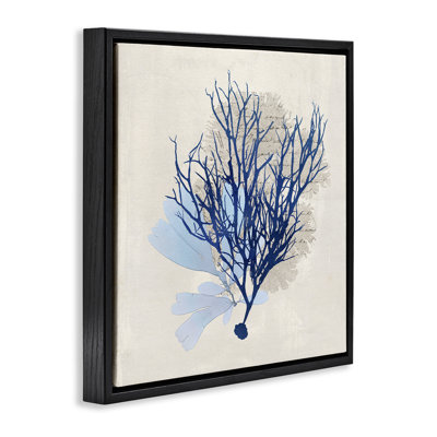 Modern Coral Branch Brown Framed Floater Canvas Wall Art by Susan Arnot