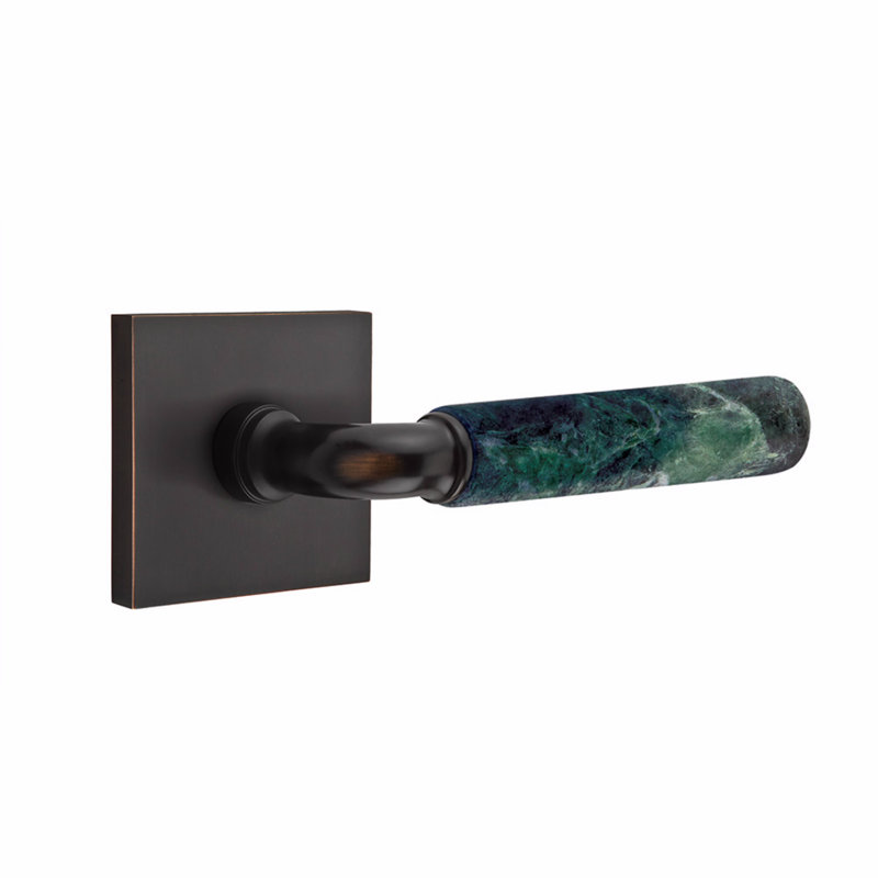 Select Round Door Lever with Square Rosette, Privacy (Bed & Bath), Oil Rubbed Bronze