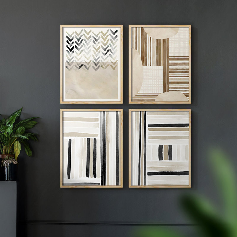 «Soft Inspiration I», ensemble de 4 encadrées, H 32 po x l 10 po, Naturel