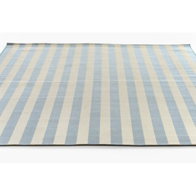 Holloway Blue Striped Outdoor Rug
