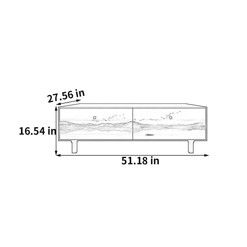 Table basse française avec rangement peint rétro, Noir