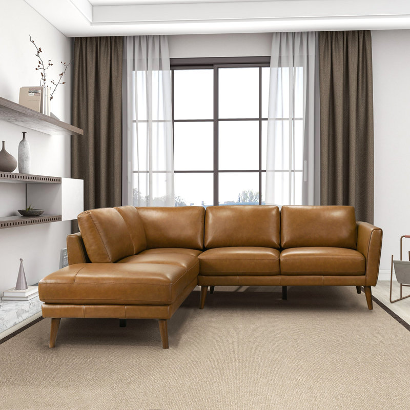 Canapé modulaire en cuir brun clair Benson
