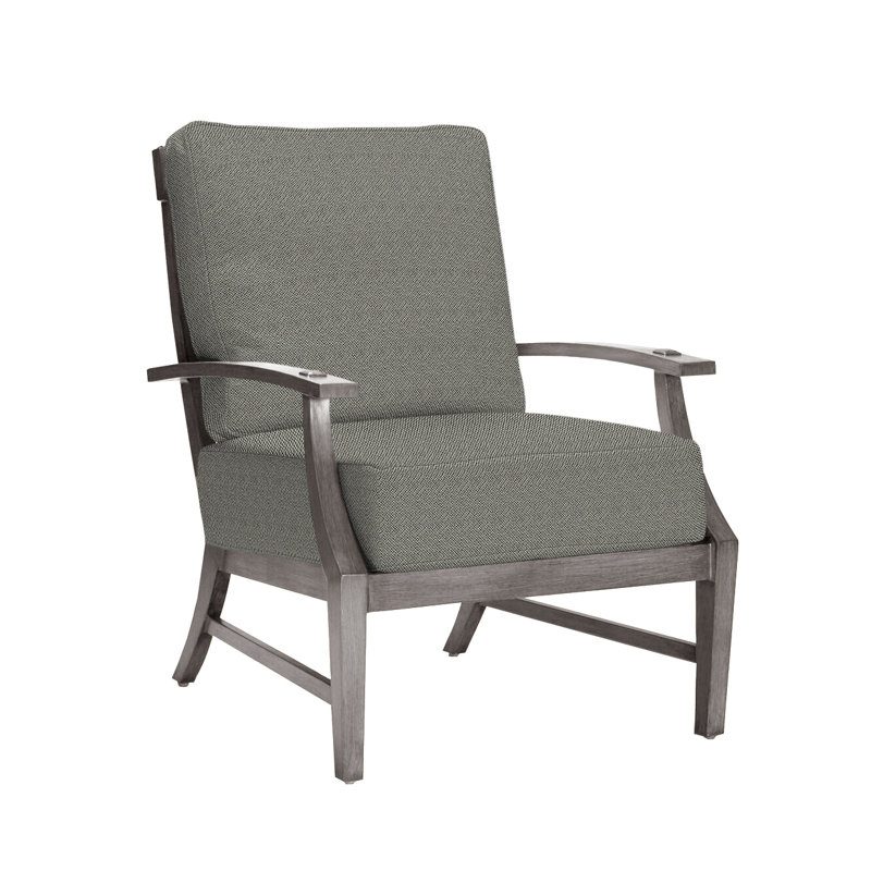 Croquet Patio Chair with Cushions, No Welt, Oyster, Intermix Bark