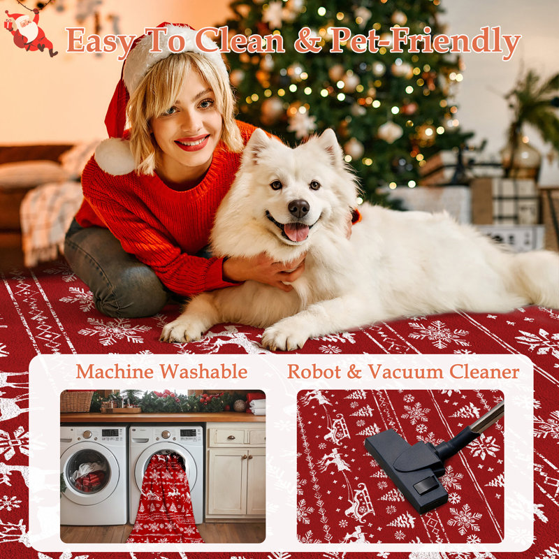 Chamora Machine Washable Indoor/Outdoor Christmas Area Rug, Rectangle 4' x 6'