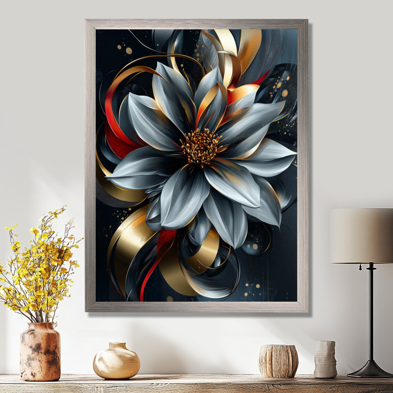 Ben - Floral Canvas Wall Art, Silver, 40" H x 30" W, Reproduction encadrée d'une seule photo