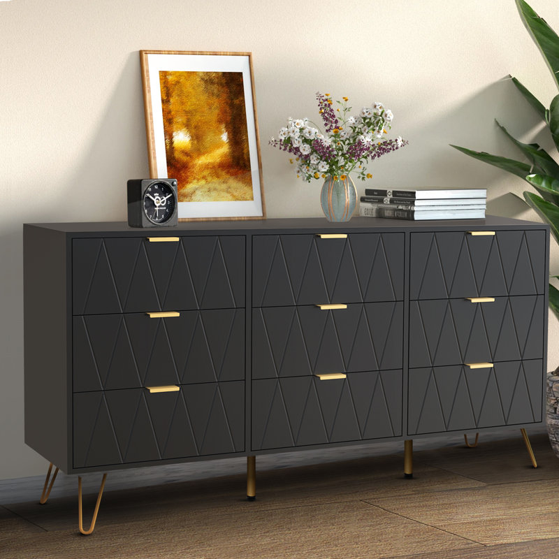 Telfair 58.9'' W 9 - Drawer Dresser, Black