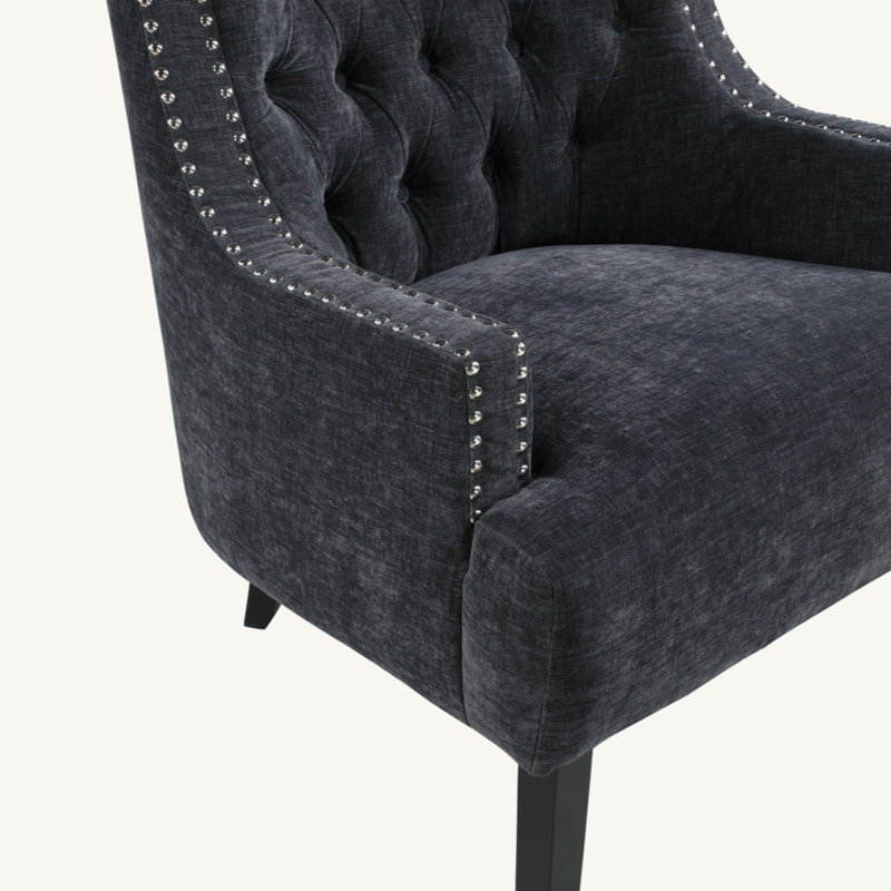  Bania 28" Modern & Contemporary Accent Chair - Chenille Accent Chair Elegant Button-Tufted Back, Dacron Wrapped Seat Cushion