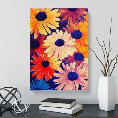 Chrysanthemum Flower Splatter - Wrapped Canvas