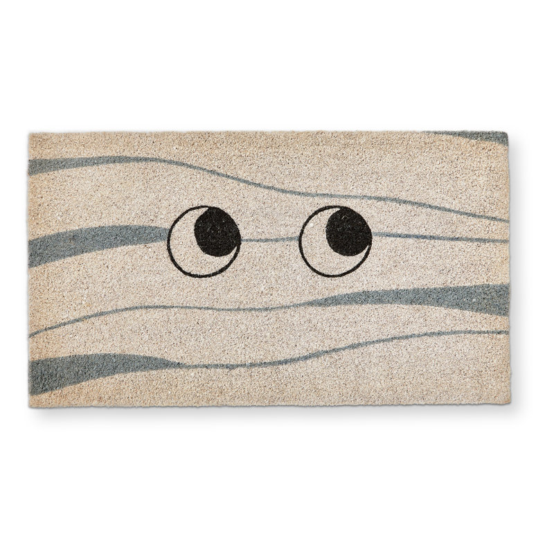 Mummy Non Slip Coir Outdoor Indoor Door Mat Beige Halloween