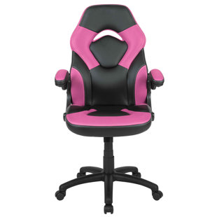 J&E Home Pink Memory Foam Seat Gaming Chair with Adjustable Arms
