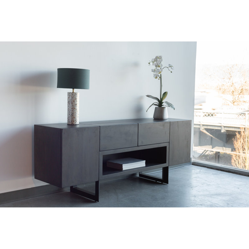 Tiburon Media Console, Light Gray Wood