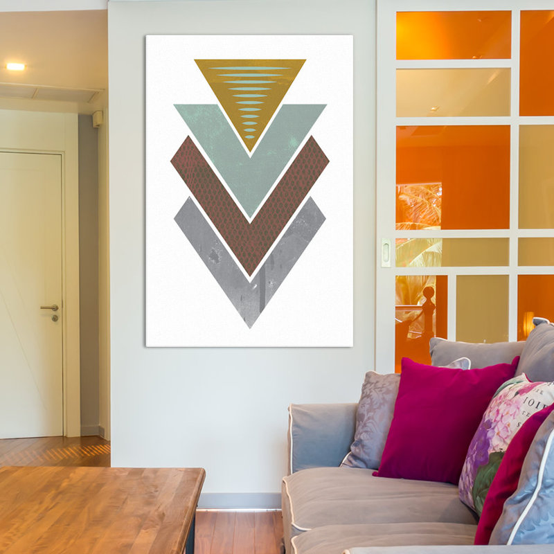 « triangles grunge », impression sur toile tendue, H 26 po x l 18 po x P 1,5 po, Pas de tapis, Toile tendue
