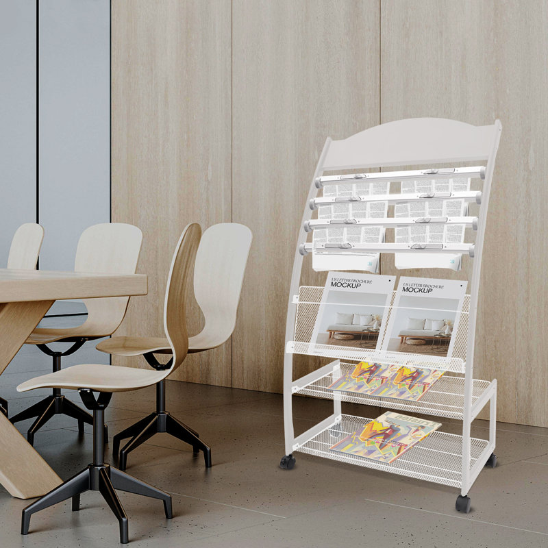 Porte-revues sur pied Brynie, Blanc