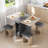 Foldable Dining Table Set With 4 Stools, Rolling Extendable Kitchen Table For Small Spaces, Multifunctional Convertible Desk, 4 Colors-1136590022-1136590017