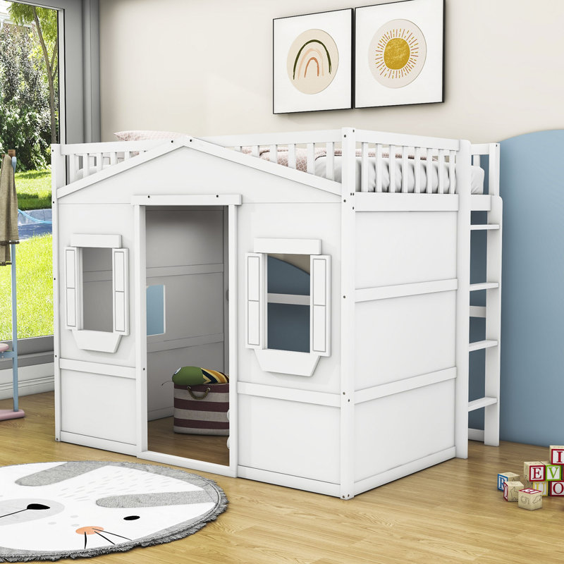  Gabriella-Frances Kids Loft Bed with Ladder, Full, White