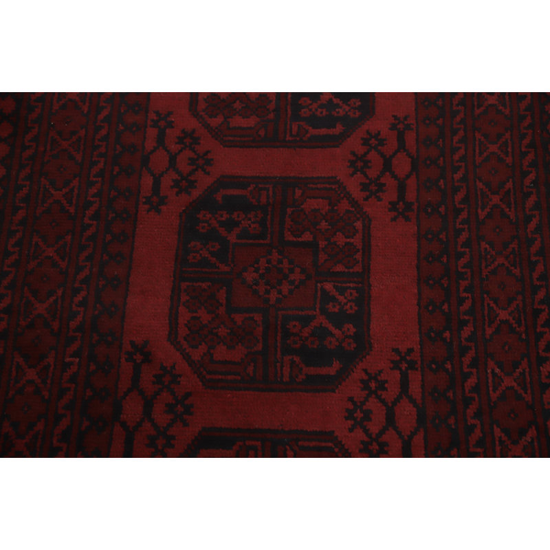 Tapis de couloir afghan oriental rouge Elephant