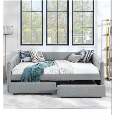 Grey Queen Bed With Spacious Storage And Ergonomic Design For Comfortable And Organized Living