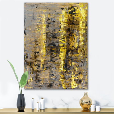 «Yellow Meets Gray Abstract Art II», peinture sur toile