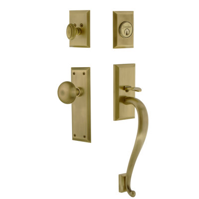 Fifth Avenue Handleset with Single Cylinder Deadbolt and Door Knob and Rosette